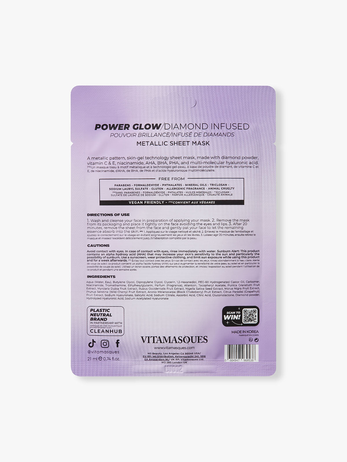 Power Glow Diamond Infused Metallic Face Sheet Mask